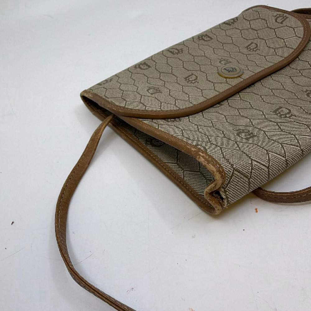 Dior Vintage Honeycomb Beige Canvas Crossbody Bag - Picture 3 of 8